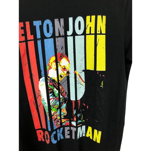 Elton John RocketMan Black Colorful Graphic T-shirt Mens Size M Bella Canvas - Picture 5 of 9